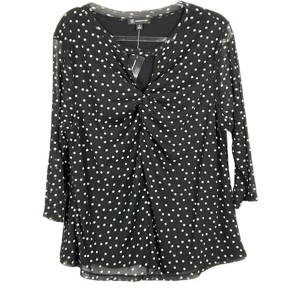 INC Concepts Black White Polka Dot Pullover 3/4 Sleeve Blouse Shirt Top 2X NWT - Picture 2 of 10